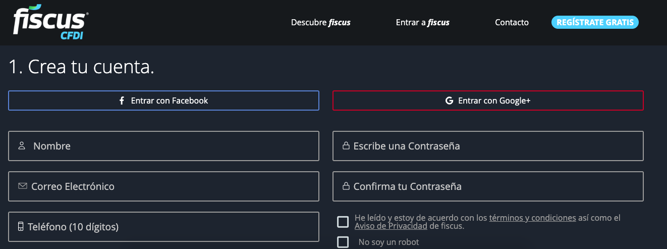 Registro en Fiscus CFDI